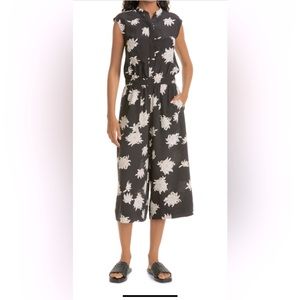 Vince Cropped 100% Silk Sleeveless Jumpsuit